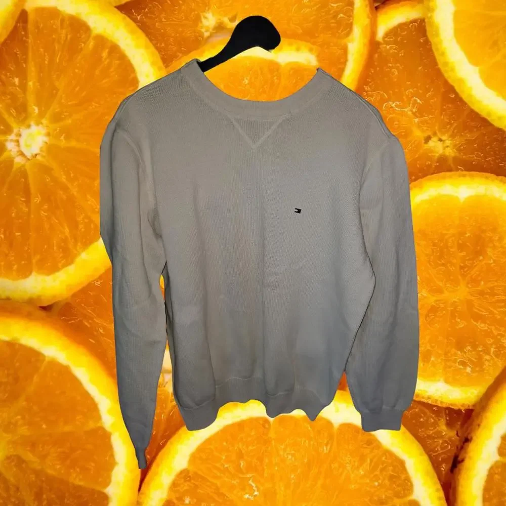 Tommy Hilfiger Y2K White Crew Neck Knit Sweater Size Large